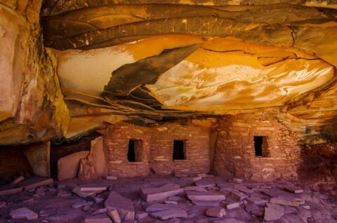 Fallen Roof Ruin In Road Canyon, Cedar Mesa, UT