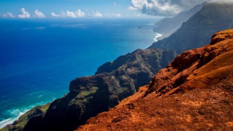 Helicopter Over Nu’lolo Aina Valley In Kokee State Park, West Coast Of Kauai Island, HI