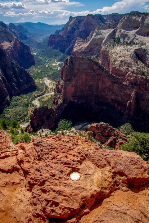 Look At Angels Landing From Marked Observation Point In Zion National Park, UT