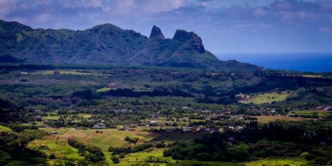 Look At Kalalea Mountain Near Anahola From Nounou (Sleeping Giant), East side of Kauai Island, HI_
