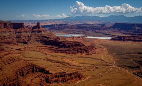Look At Potash Evaporation Ponds From Dead Horse Point State Park, Moab, UT