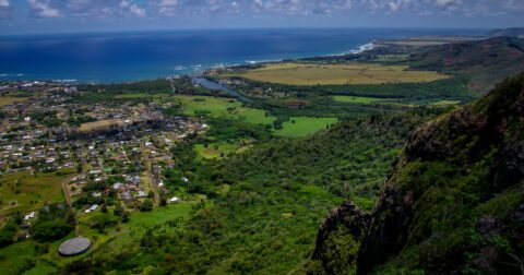 Look From Nounou (Sleeping Giant) At Kapa’a Town, East side of Kauai Island, HI_