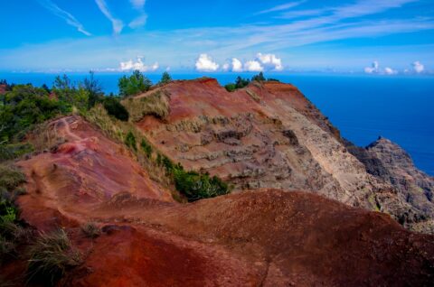 Nu’Alolo Cliff Trail In Kokee State Park, West Coast Of Kauai Island, HI