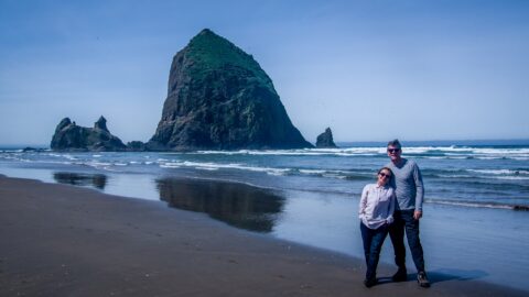 Ognjenka & Ranko On Cannon Beach In Front Of Haystack Rock, OR