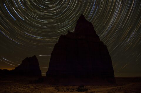 Star Trails Over Temple Of The Moon, Cathedral Valley, UT