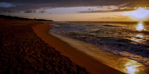 Sunset over Polihale Beach, West Shore of Kauai Island, HI