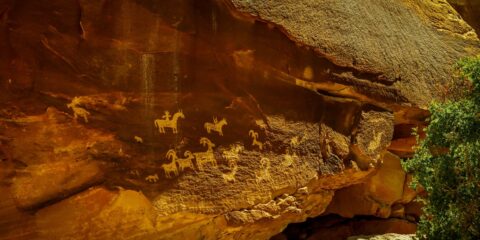 Petroglyphs Near Wolfe Ranch In Arches National Park, UT