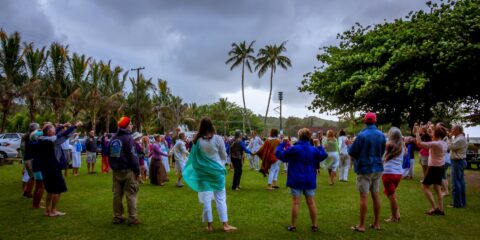 peaceful meditative Kaua’i Gethering On Anini Beach, North Shore of Kauai Island, HI