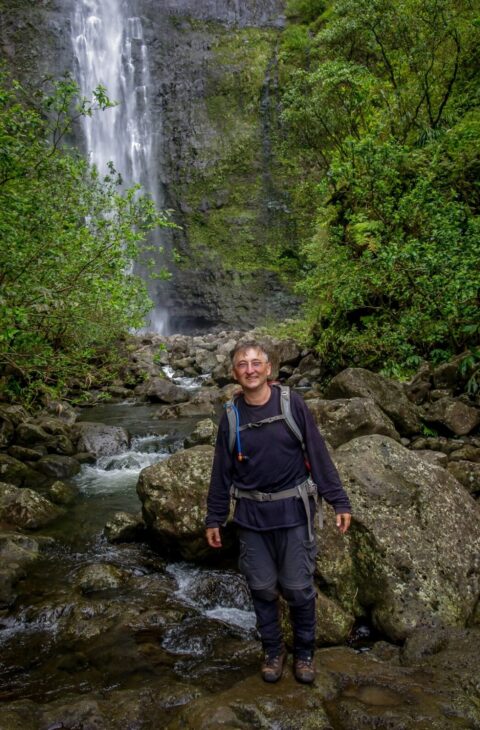 rrasha at Hanakapi’ai Falls, Side Trip from Kalalu Trail, North-West side of Kauai Island, HI