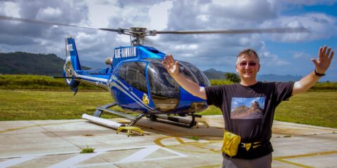 rrasha Happy After Helicopter Ride Over Kauai Island, HI