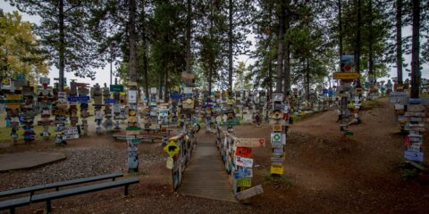 Bridge In The Middle Of The Sign Post Forest, Watson Lake, YT