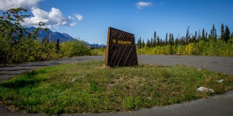Kluane Sign On Haines Highway Near Kathleen Lake, YT