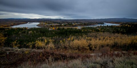 Look At Horseshoe Bend Of Pelly River From Klondike Highway, Pelly Crossing YT
