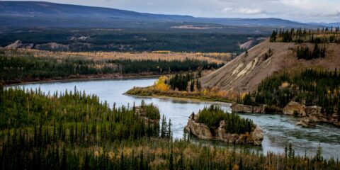 Look At Yukon River Five Finger Rapid From Klondike Highway, YT