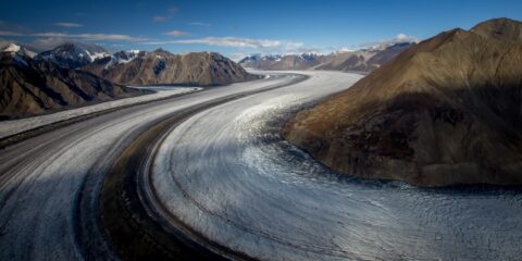 Look Up Kaskawulsh Glacier In Kluane National Park, YT