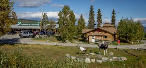 Visitor Center With Natural Size Statues Of Caribou And Moose, Teslin, YT