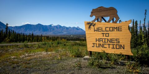 Welcome Sign On Haines Highway Rest Area, Haines Junction, YT