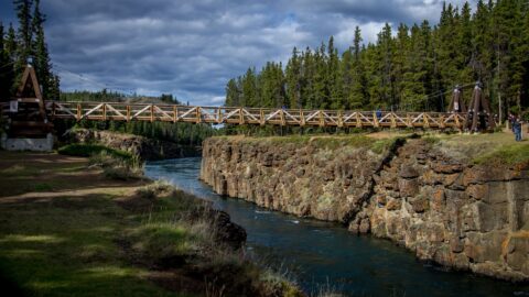 Suspension Bridge Over Yukon River In Miles Canyon Near Whitehorse, YT