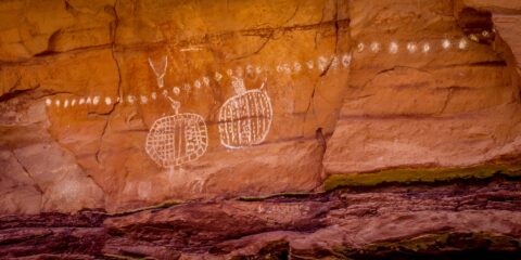 Rock art above the Peekaboo campground In Needles, Canyonlands National Park, UT