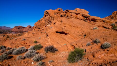 Small Arches Along Elephant Rock Loop In Valley Of Fire State Park, NV