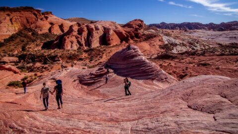 Visitors Near The End Of Fire Wave Trail In Valley Of Fire State Park, NV