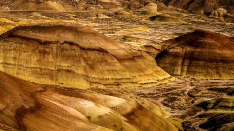 Hiking Through Painted Hills, John Day Fossil Beds National Monument, OR