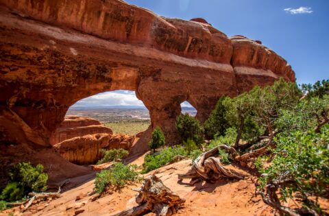 Look Through Partition Arch In Devils Garden, Arches National Park, UT