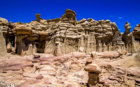 Mushroom Rock Guards Tower In Valley Of Dreams, NM