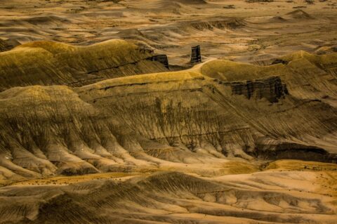 Pinnacle In Badlands Below Moonscape Overlook, UT