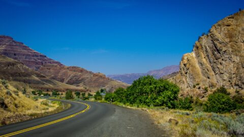 Road Through Sheep Rock Section Of John Day Fossil Beds National Monument, OR