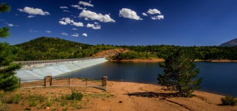 Crystal Creek Reservoir Along The Road To Pikes Peak Near Colorado Springs, CO