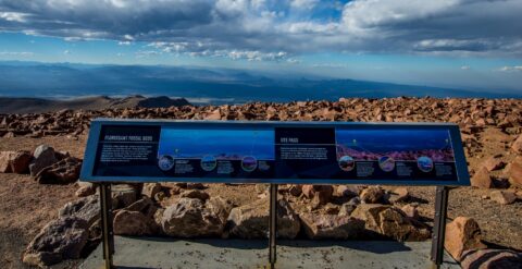 Fossil Beds And Ute Pass Info Sign On Pikes Peak, CO