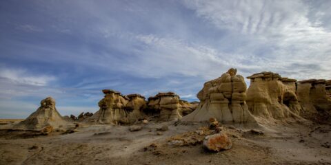 Hiking Between Second Group Of Hoodoos In Valley Of Dreams, NM