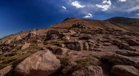 Look From Devil’s Playground Uphill Towards Pikes Peak Summit Near Colorado Springs, CO