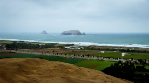 Look Towards Pacific Ocean From Temple Of The Sun, Pachacamac, Lima, Peru