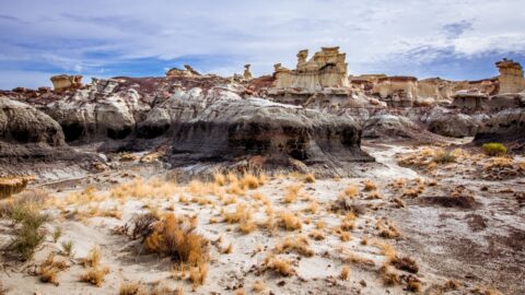 Red Dinosaur Egg And Hoodoos In Valley Of Dreams, NM