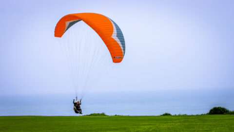 Taking Off, Paraglider In Miraflores, Lima, Peru