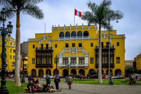 Tourists & Locals On Plaza De Armas,  Lima, Peru