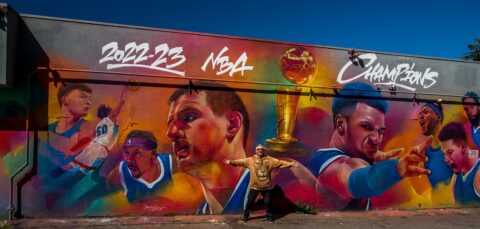 rrasha At Mural Of 2022-23 NBA Champions Denver Nuggets In Denver, CO