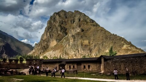 At The Entrance To Archaeological Site Ollantaytambo Fortress in the Sacred Valley,  Peru