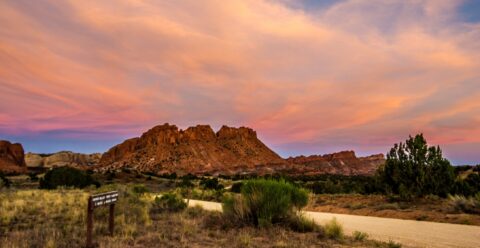 Beautiful Sunset Over Intersection Upper Muley Twist Trail And Burr Trail, Capitol Reef National Park, UT
