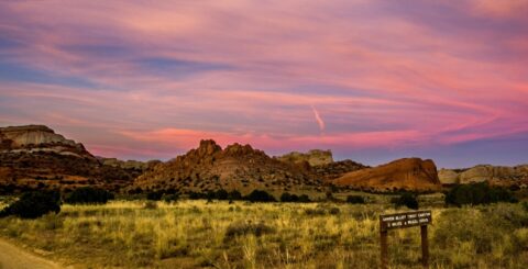 Beautiful Sunset Over Intersection Upper Muley Twist Trail And Burr Trail, Capitol Reef National Park, UT
