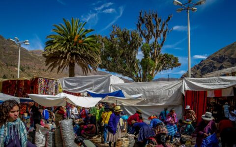Busy Sunday Market In Pisac, Sacred Valley, Peru