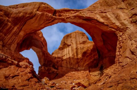 Climb Up To Double Arch, Arches National Park, Moab, UT