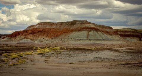 Clouds Over Badlands In Petrified Forest National Park, AZ