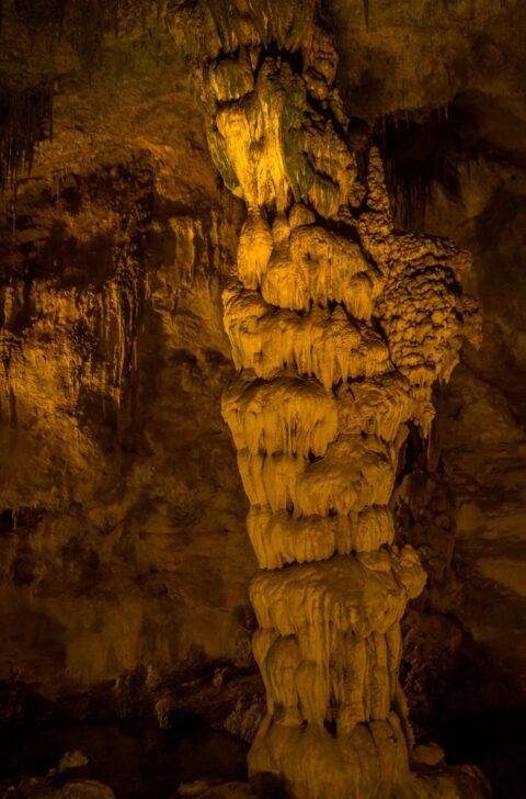 Column Near Natural Entrance In Carlsbad Cavern National Park, NM