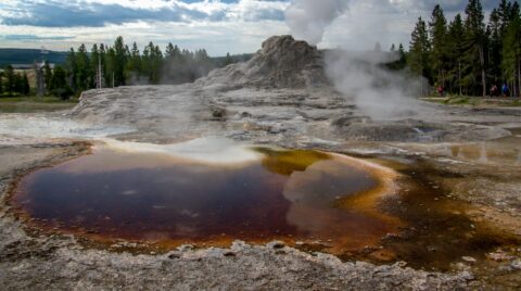 Crested Pool & Castle Geyser, Yellowstone National Park, WY