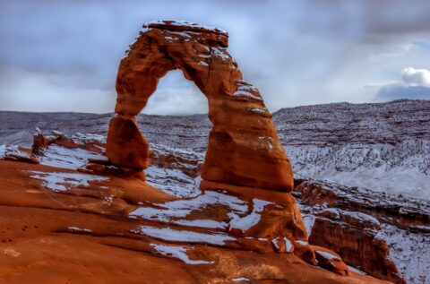 Delicate Arch Under Snow, Arches National Park, Moab, UT