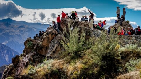 El Mirador De La Cruz Del Condor In Colca Canyon, Peru