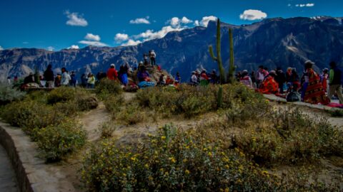 El Mirador De La Cruz Del Condor In Colca Canyon, Peru